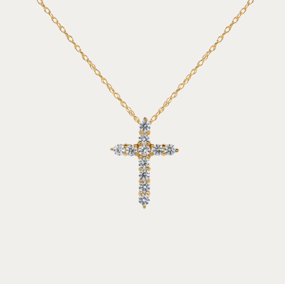 Moissanite Diamond Cross Pendant Necklace