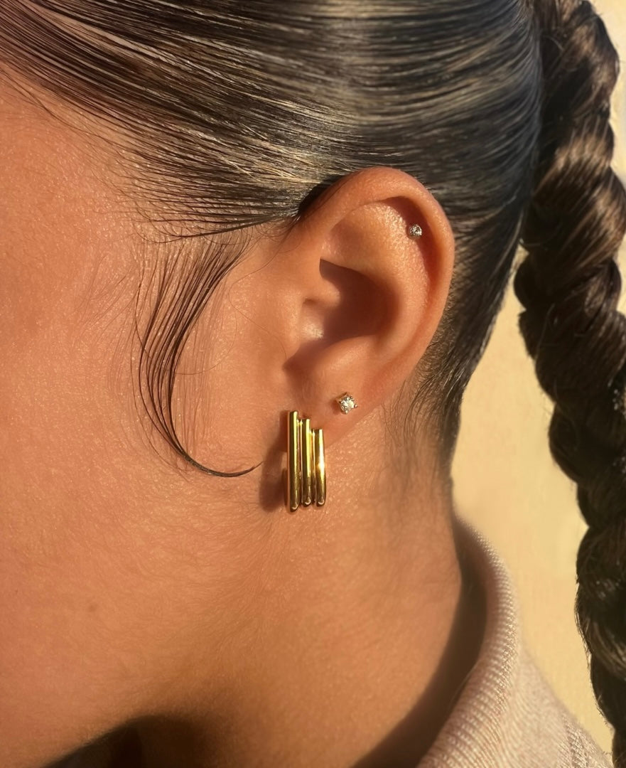 Golden Cascade Stud Earrings