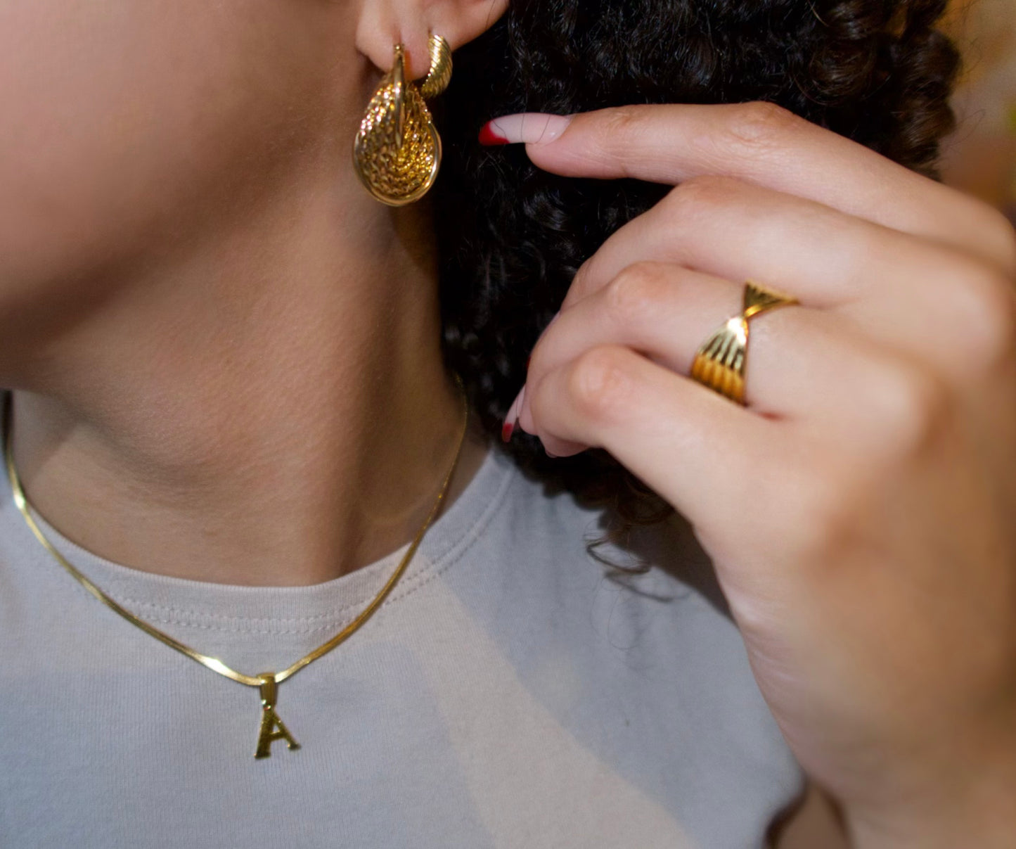 Golden Moon Hoop Earrings