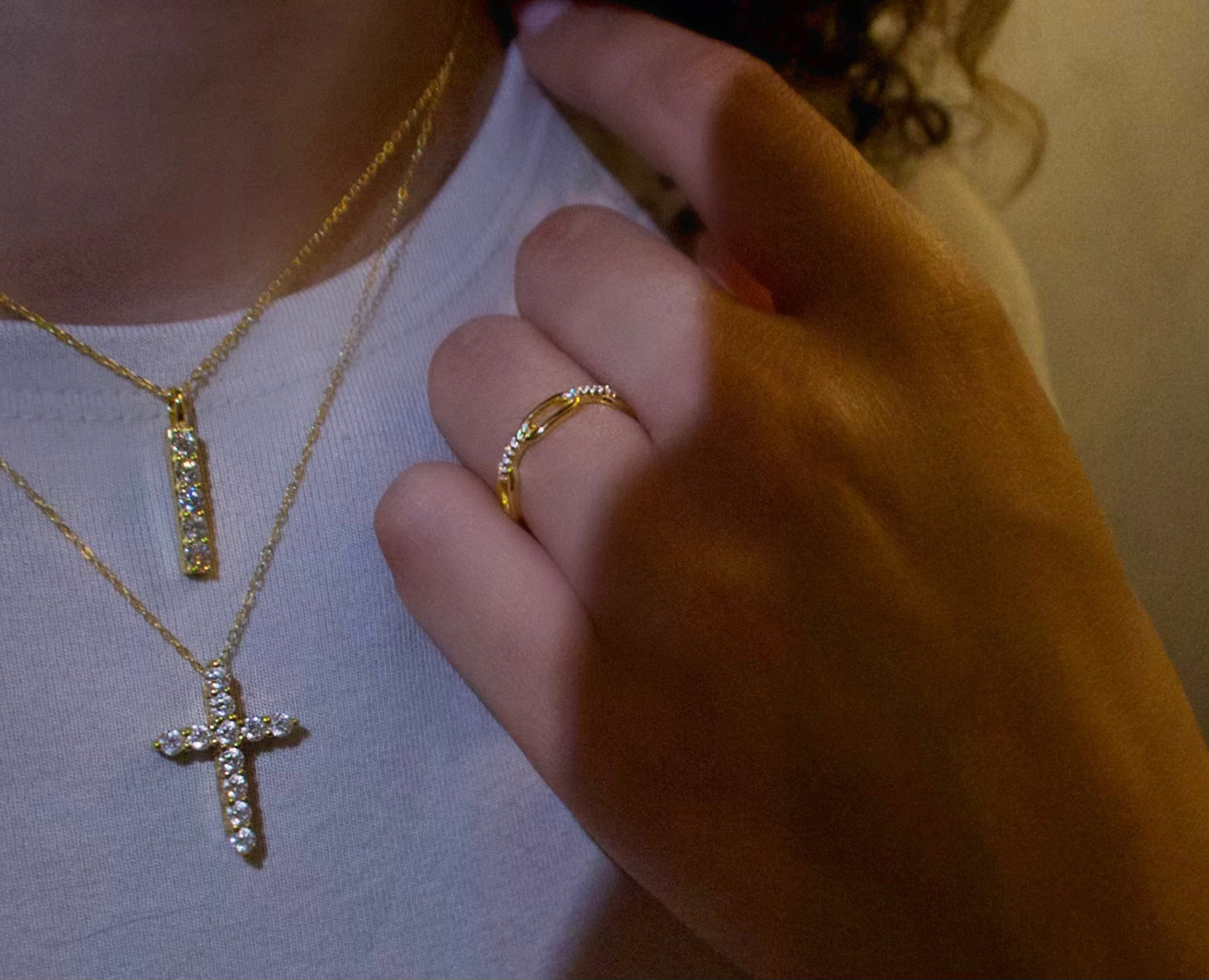 Moissanite Diamond Cross Pendant Necklace