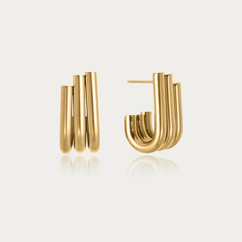 Golden Cascade Stud Earrings