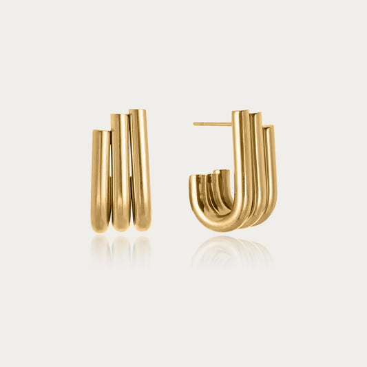 Golden Cascade Stud Earrings