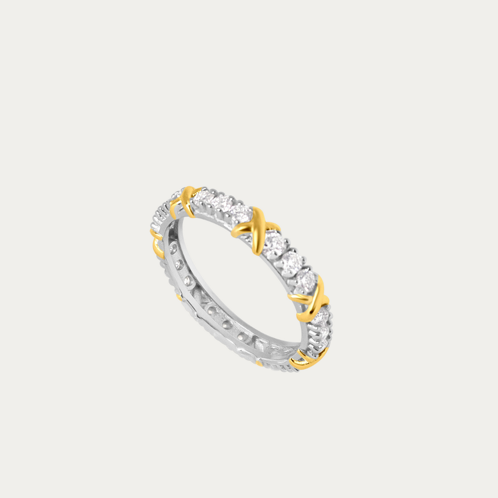 X's and O's Moissanite Diamond Ring