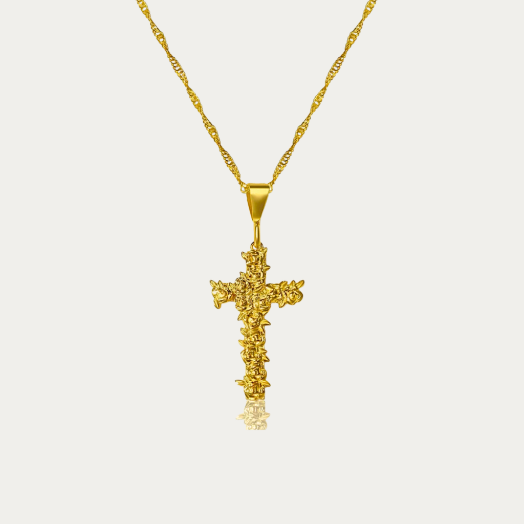 Rose Cross Pendant Necklace