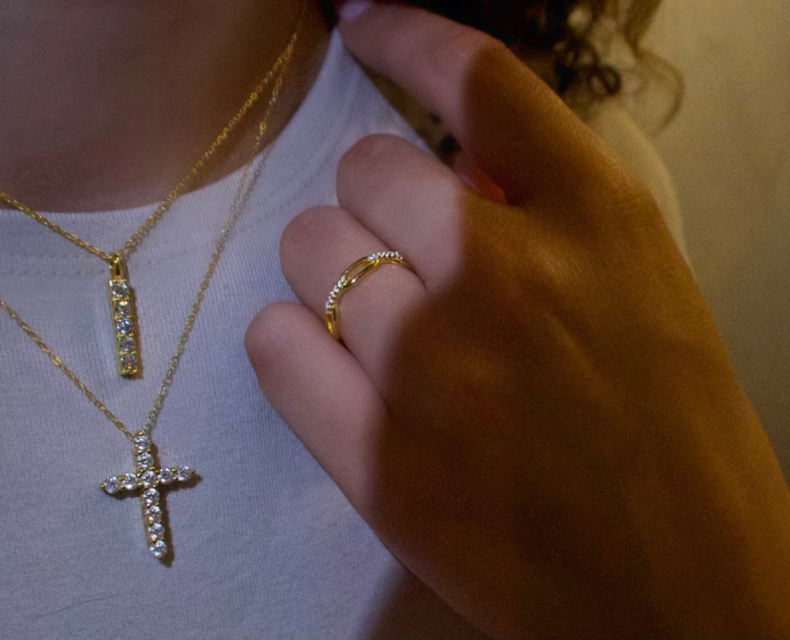 Moissanite Diamond Cross Pendant Necklace