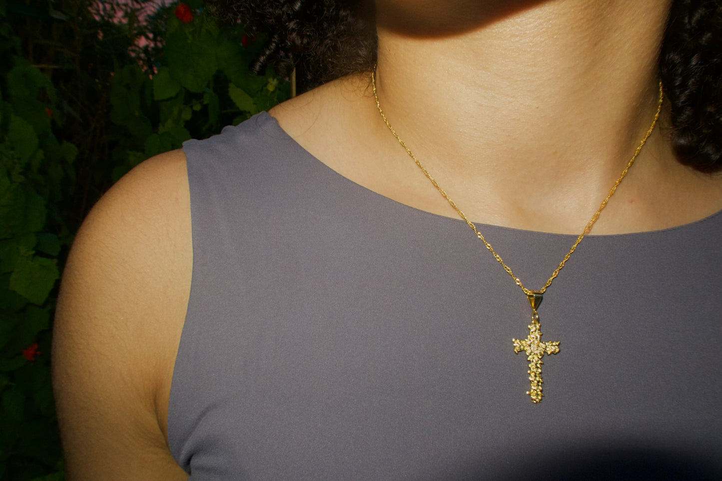 Rose Cross Pendant Necklace