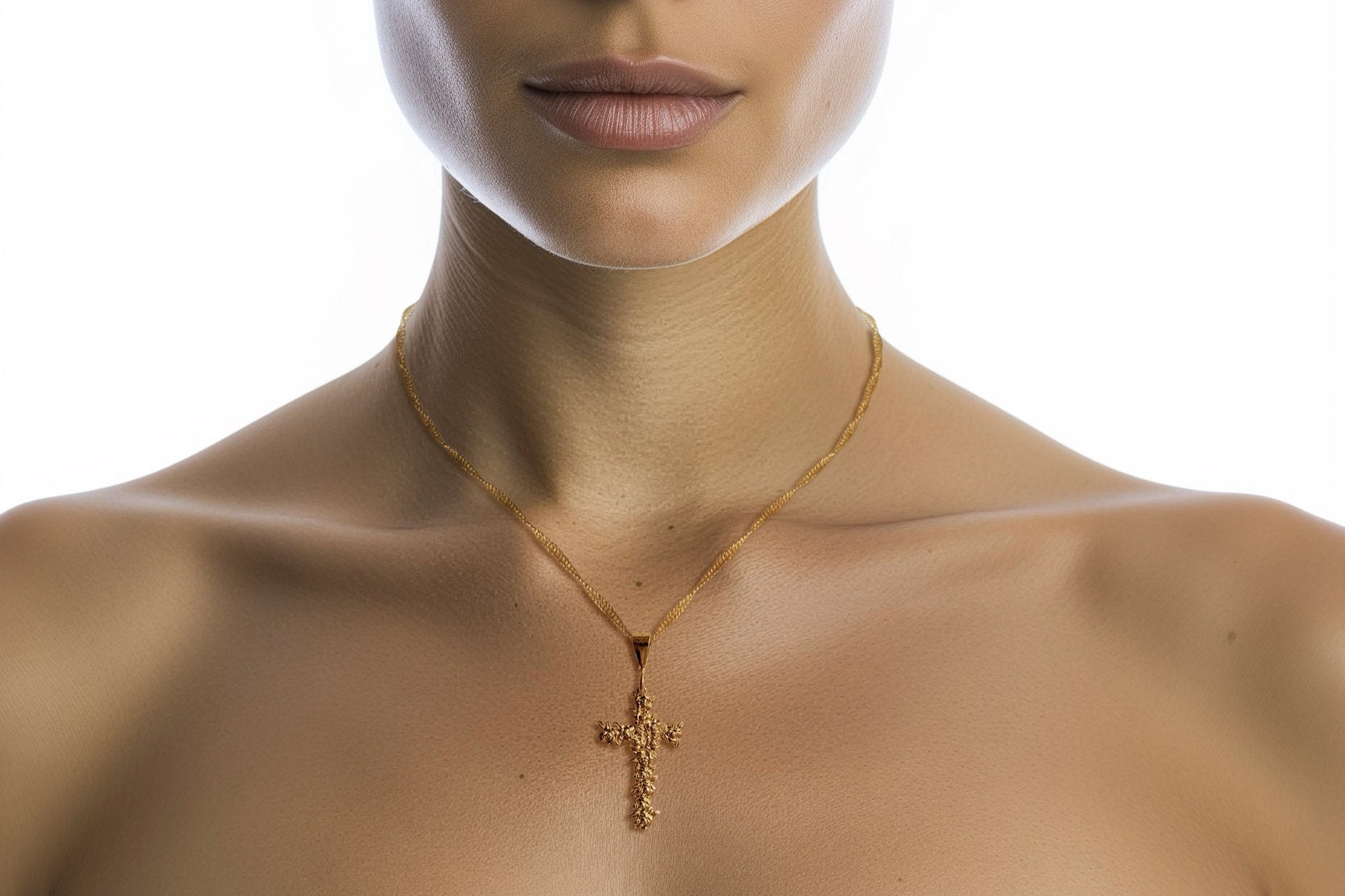 Rose Cross Pendant Necklace