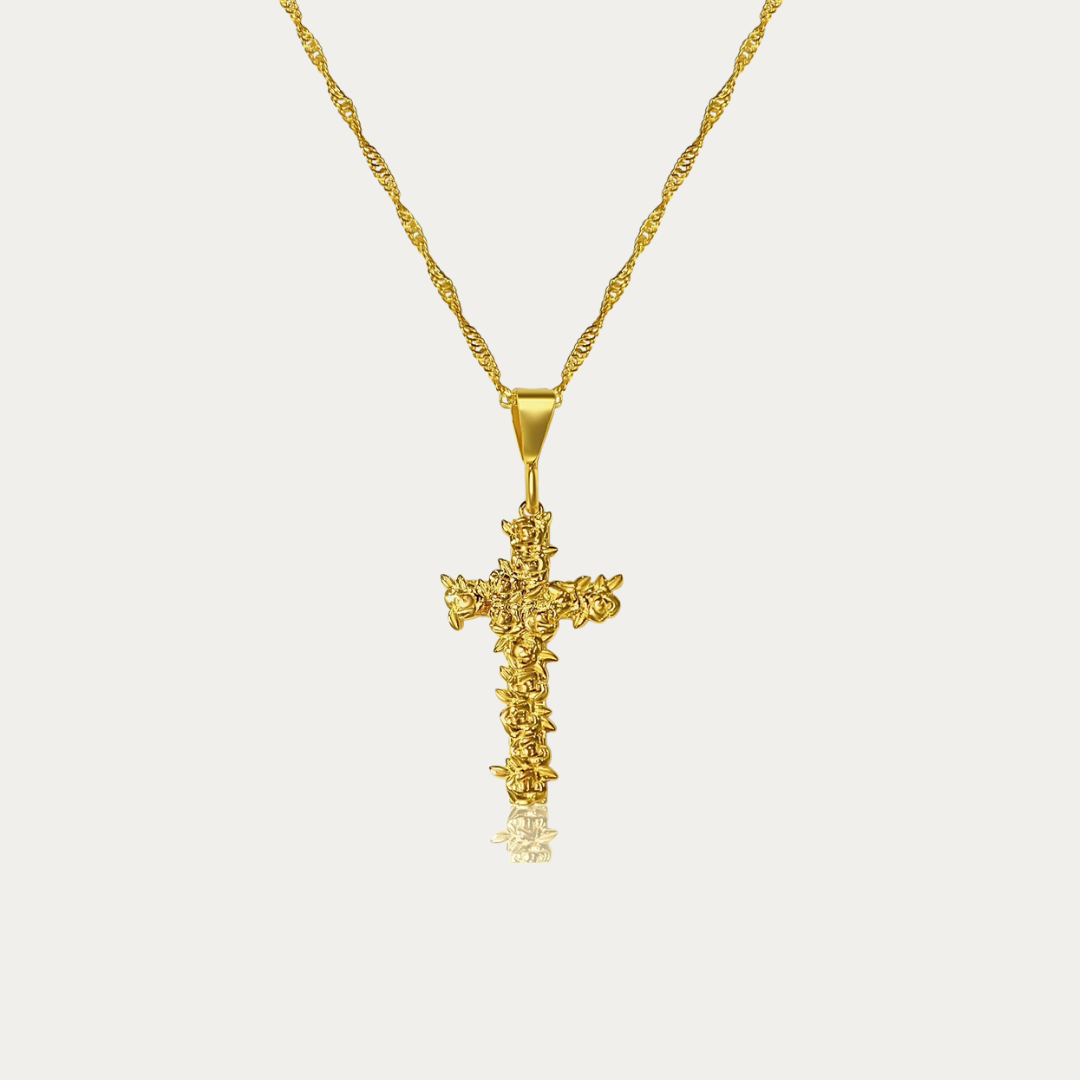 Rose Cross Pendant Necklace